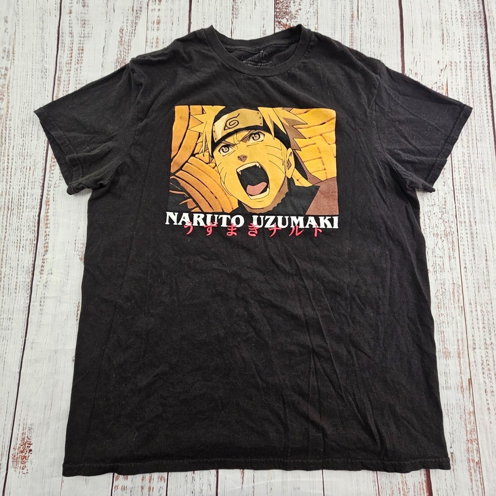 Naruto Uzumaki Shippuden Collection Black Short Sleeve Cotton T-Shirt Men's L